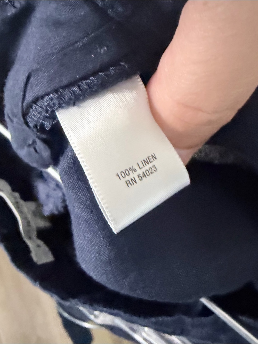 Women’s Navy Linen Relaxed Fit Pants - Picture 8 of 9